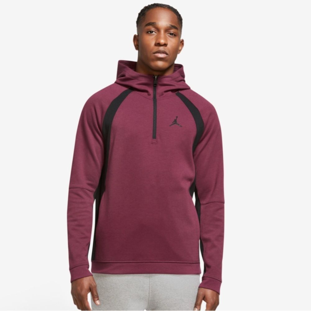 Jordan Statement Air Fleece PO Hoodie Cherrywood Red Sz S
